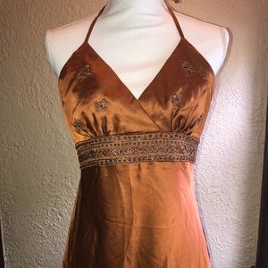 NWT Arden B 100% Silk & Beaded Halter - M